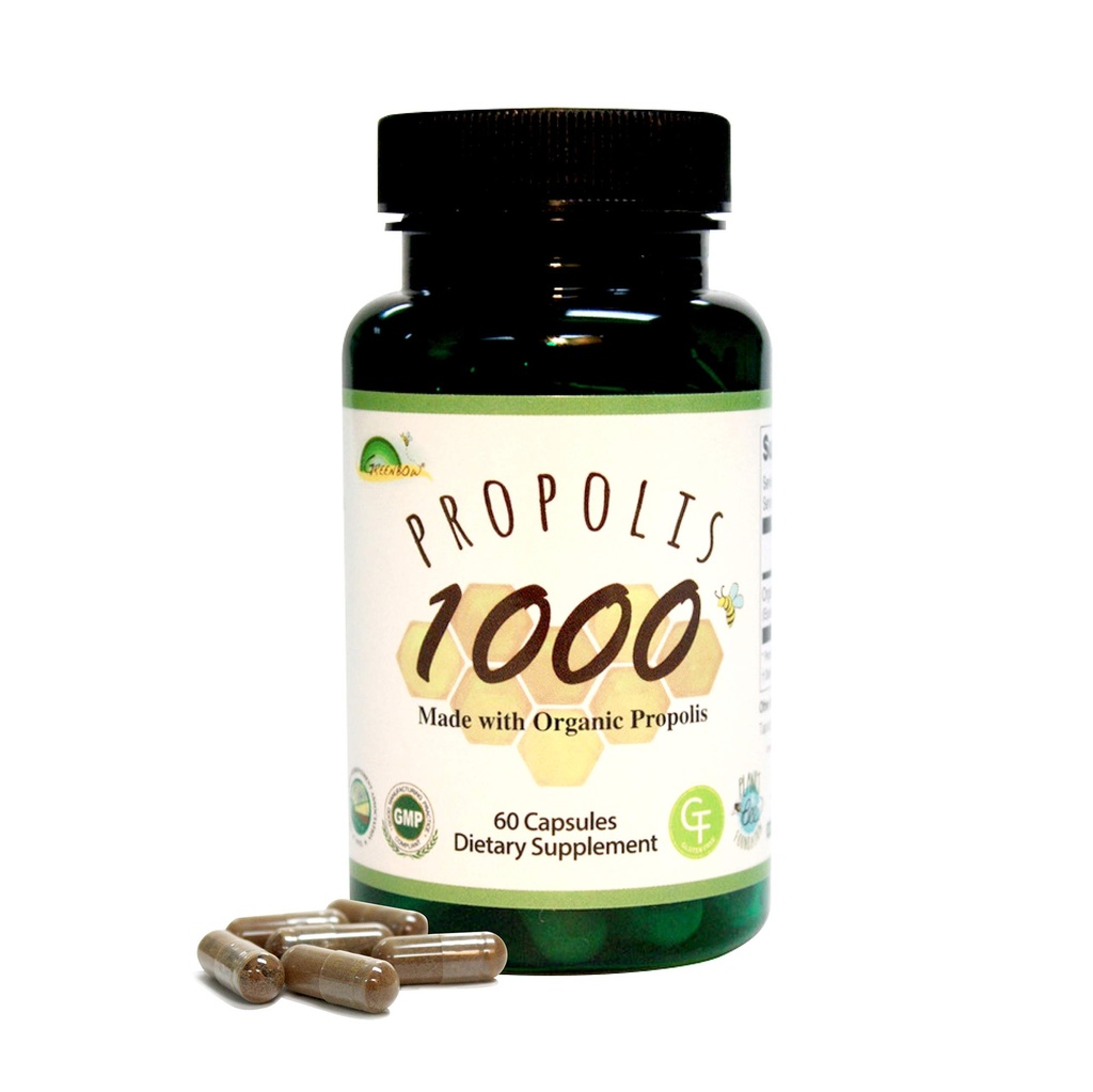 GREENBOW Propolis 1000mg NonGMO Hergestellt mit Bio Propolis 60 Kapseln VEGAN CAPSULES