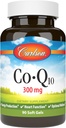 Carlson - Co-Q10, Co-enzyme Q10, 300 mg, Production d'énergie et fonction cardiaque, 60 Softgels