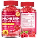 Magnesium Glycinate Gummies 600mg, High Absorption Magnesium Supplement for Adults and Kids, Sugar Free Chewable Gummies with Vitamin D3 & B6, Muscle Support and Relax, Vegan, 120 Count, Raspberry