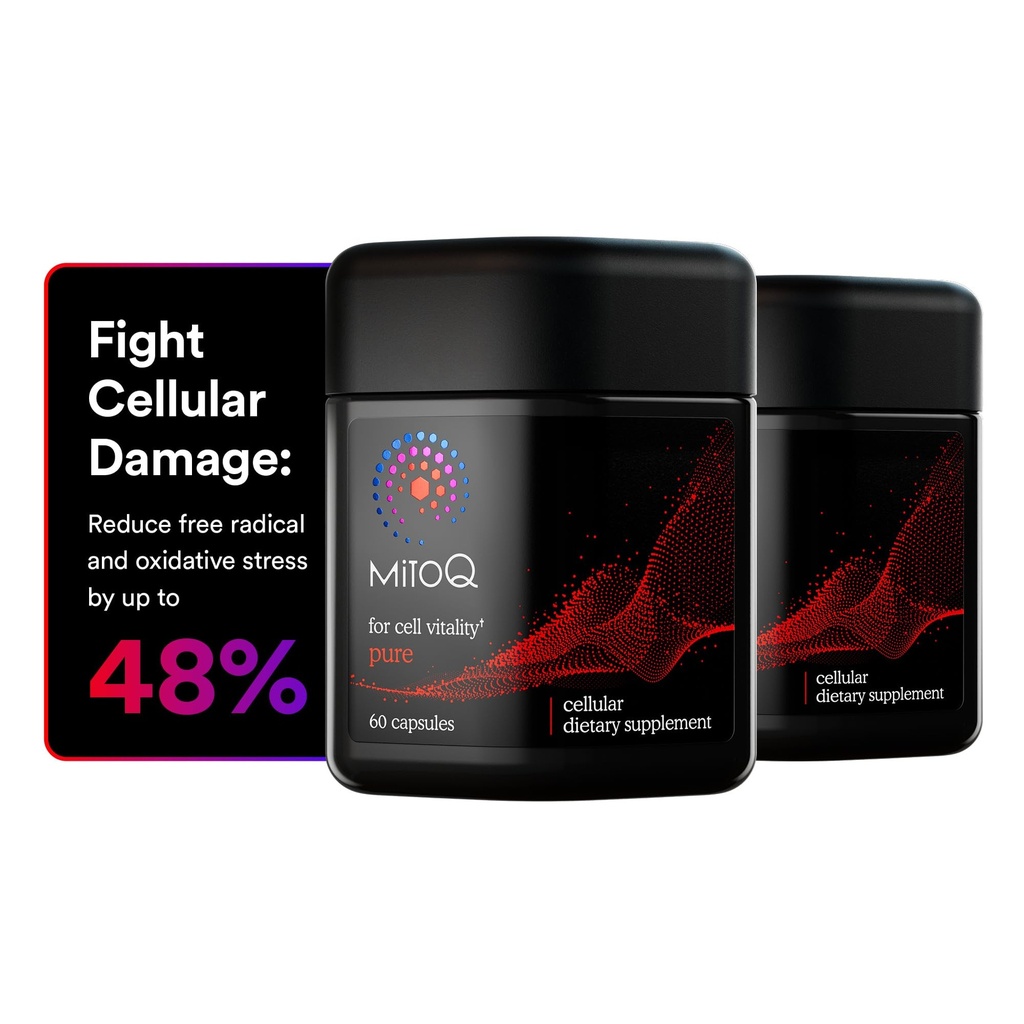MitoQ Pure Advanced Mitochondria Supplement Superior Biodisponibilité to CoQ10. Réduit les dommages radicaux gratuits pour le vieillissement en santé, le métabolisme, la santé cardiaque, l'énergie, la force et la mobilité