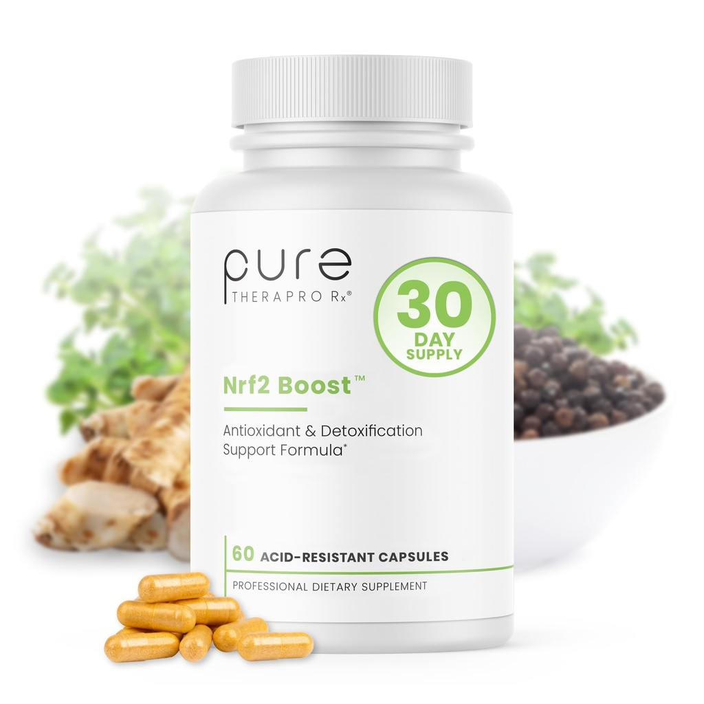 Pure TheraPro Rx Nrf2 Boost - NRF-2 Activator mit patentiertem Sulforaphan, Curcumin, Grüner Tee & Trans-Pterostilbene | Antioxidantien-Ergänzung zur Reduzierung von oxidativem Stress, Made in USA (60 Vegan Capsules)