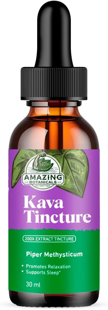 Kava Kava Tincture – Kräuterextrakt für natürliche Beruhigung und Entspannung – 70% Kavalactone Extrakt Tincture High-Potency Blend – Premium Liquid Supplement – 30ml (1oz)