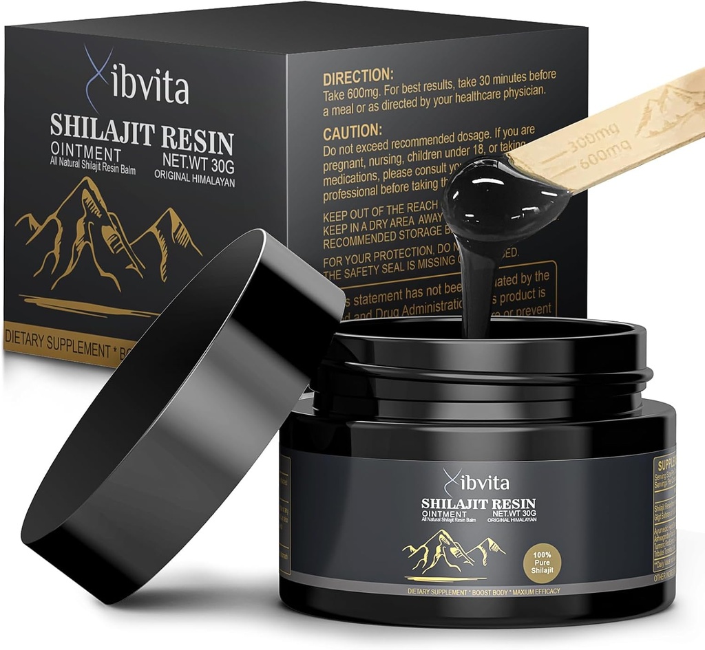 Pure Himalayan Organic Shilajit Resin - 600mg Shiilajit für Männer und Frauen, Natürliche Himalaya Shilajit mit Fulvic Acid & 85+ Trace Minerals Supplement für Energie Boost & Immune Unterstützung, 30 Gramm