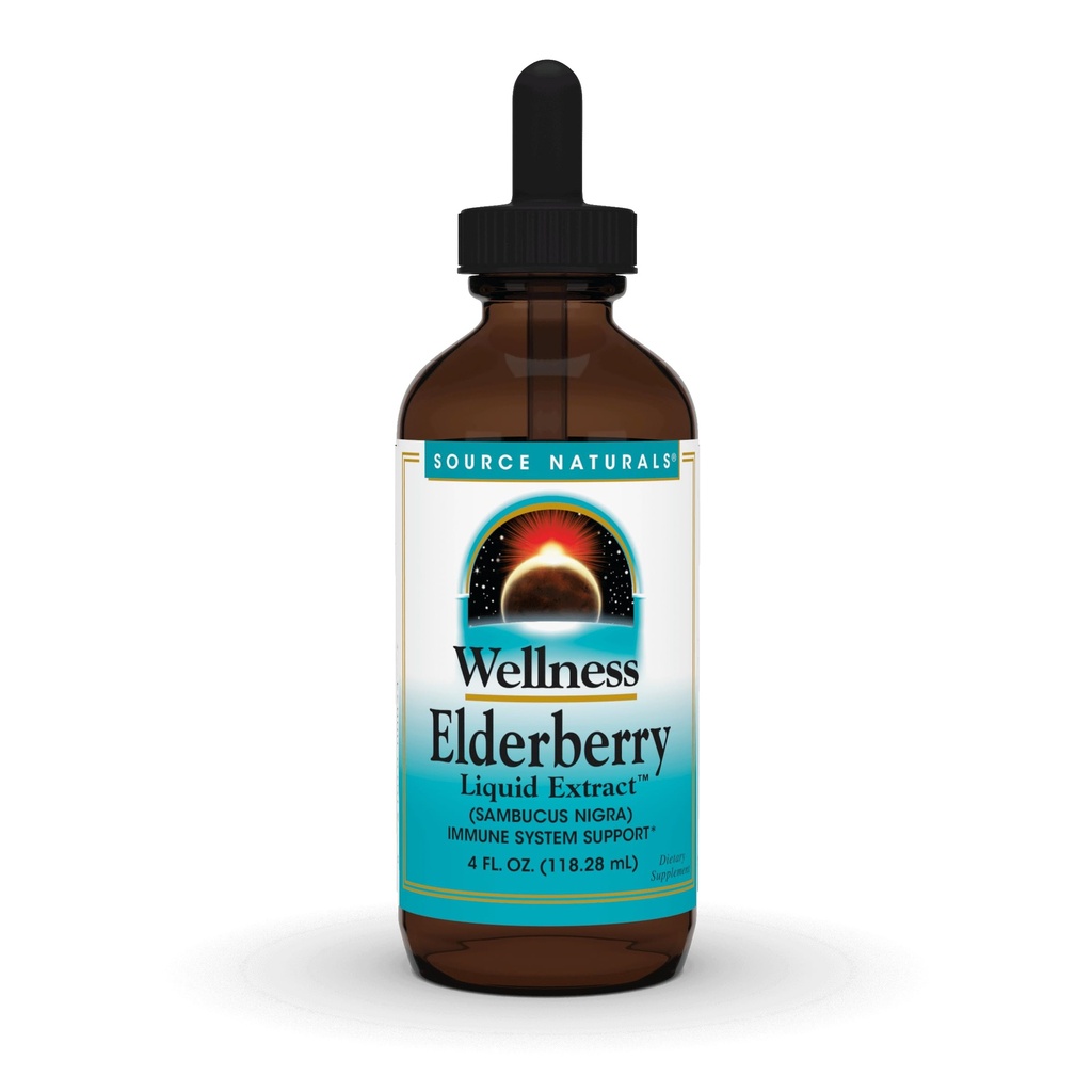 Source Naturals Wellness Elderberry Liquide Extract, pour le support du système immunitaire* - Sambucus nigra - 4 oz fluide