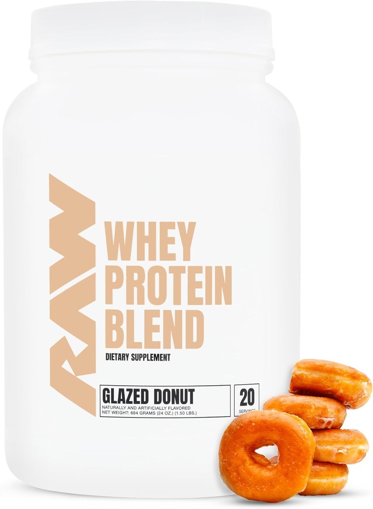 RAW Whey Protein Powder Blend, Glazed Donut (20 Servierungen) - Grass-Fed Microfiltered Protein Isolate für Muskelwachstum & Erholung - Pre & Post Workout Sport Nahrungsergänzung für Männer & Frauen