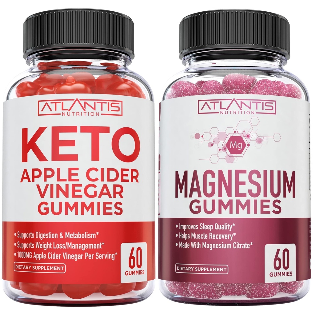 60 Keto Apfel Apfel Apfelessig Gummie Fortgeschrittene Gewichtsverlust + 60 Magnesium Gummie Formualted mit 770 MG Magnesium Citrat.