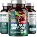 N1N Premium Uric Acid Support Supplement [14X Potent Herbs] Nettoyer le rein naturel et l'acide urique avec cerise de tart, chardon de lait, canneberge, celery, piédère de Chanca, 60 capsules de légumes