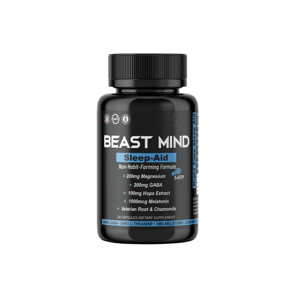 Non-Habit Forming Sleep Aid: Wake Up Refreshed - Leistungsfähige Formel mit Melatonin, GABA, Valerian Root, Kamille, Magnesium für Restful & Deep Sleep - 30 Kapseln