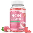 Iron Gummies with Multivitamin, Iron Supplement for Women & Men, Kids Multivitamin with Iron, Zinc, Vitamin B Complex & C, B12, Folate - Blood Builder, Energy Support, Peach Flavor, Vegan 60 Gummies
