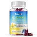 St John's Wort Gummies 600mg, 3 in 1 Bio Kräuterergänzungsmittel für Stress Relief, Nervous System Unterstützung, mit Ashwagandha & Heilige Basilikum Extrakt für Erwachsene & Kinder, Non-GMO, Vegan, 60 ct.