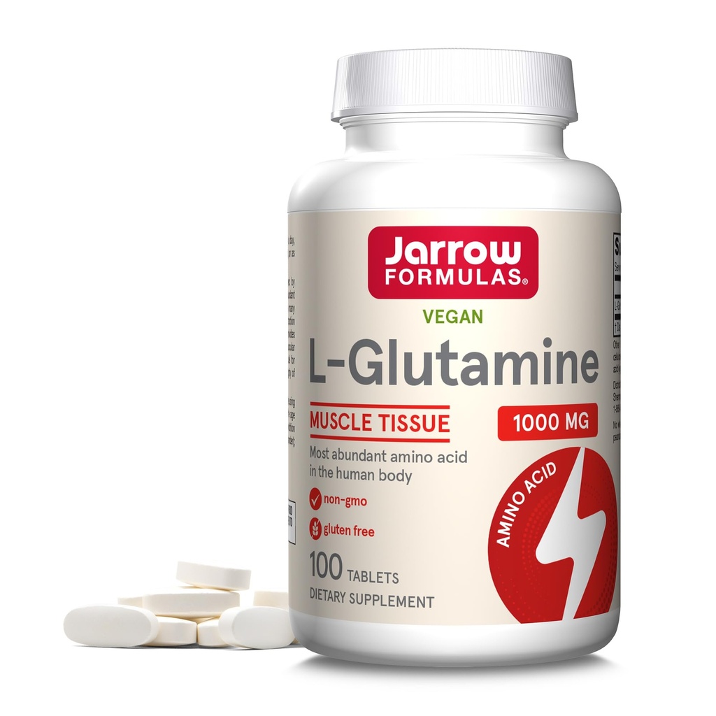 Jarrow Formeln L-Glutamin 1000 mg, Nahrungsergänzungsmittel für Muskelgewebe, Multifunktionelle Aminosäure, Immununterstützung, 100 Easy-Solv Tabletten, 50-100 Tage Versorgung