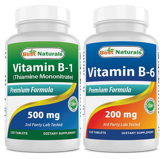 Best Naturals Vitamin B1 als Thiamine Mononitrate 500 mg & Vitamin b6 200mg