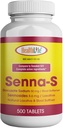 HEALTH LFE Senna-S Tablets, Senna Plus(Laxative/Stool Softener) Gentle Overnight Relief of Occasional Constipation Generic for Senokot-S (Small (Pack von 1), 500)