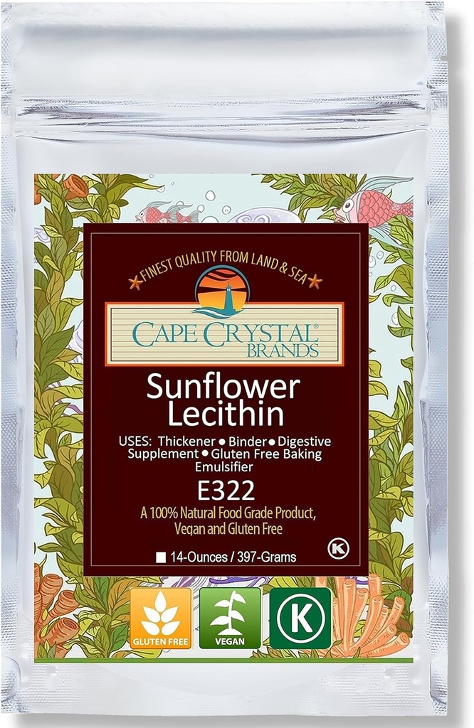 Cape Crystal Sonnenblume Lecithin Pulver, 100% natürlich und glutenfrei. Es ist die Vegan, Non-GMO Alternative zu Soy Lecithin Pulver (14-oz.)