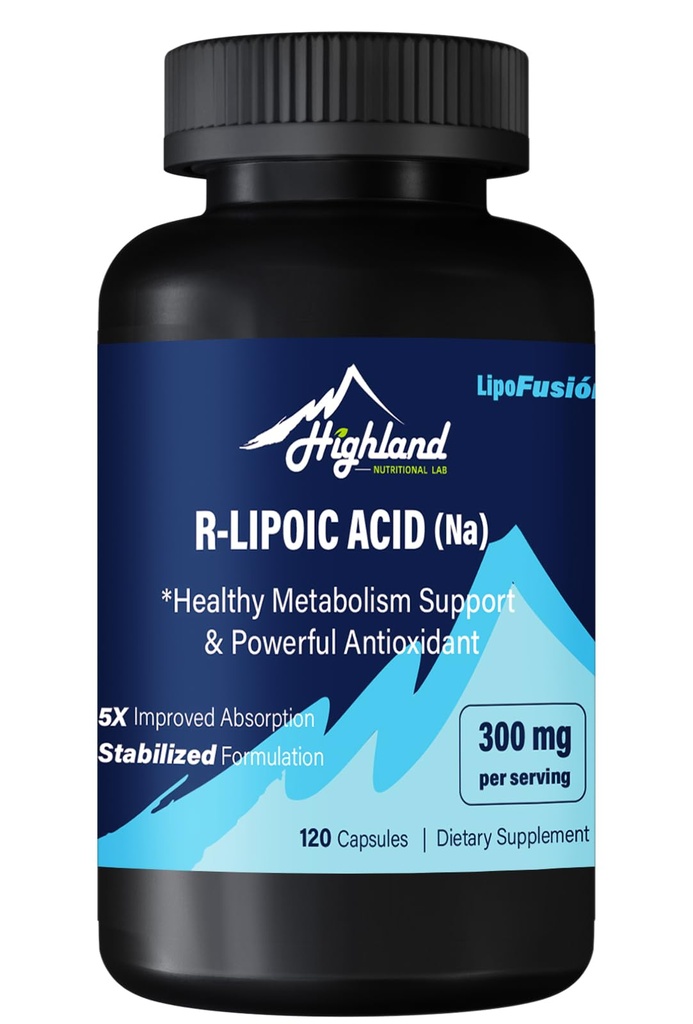 R Lipoic Acid (Na) 300mg pro Servierung, 120 Kapseln, Bis zu 5X Verbesserte Absorption, ausgezeichnete Nahrungsergänzung für gesunde Stoffwechselunterstützung und Antioxidantien-1 Flaschen