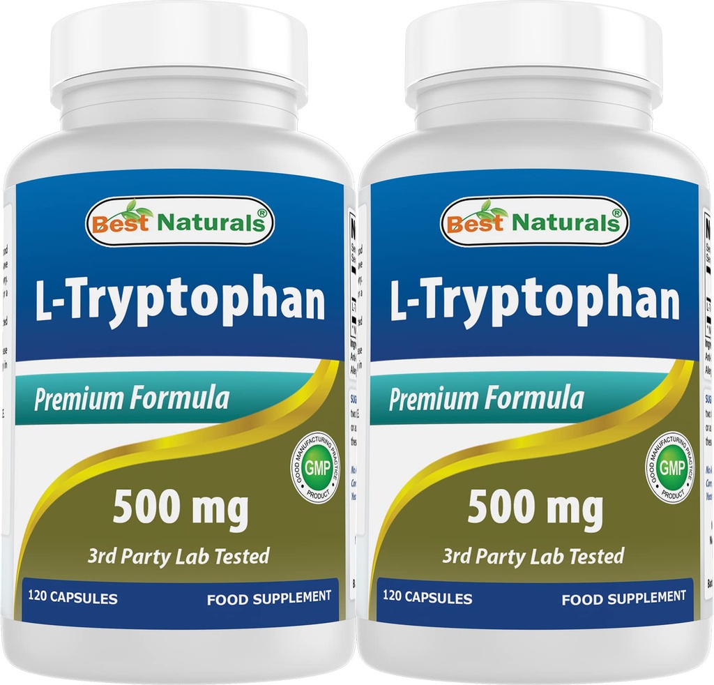 Best Naturals L-Tryptophan 500 mg 120 Capsules (120 Count (Pack of 2))