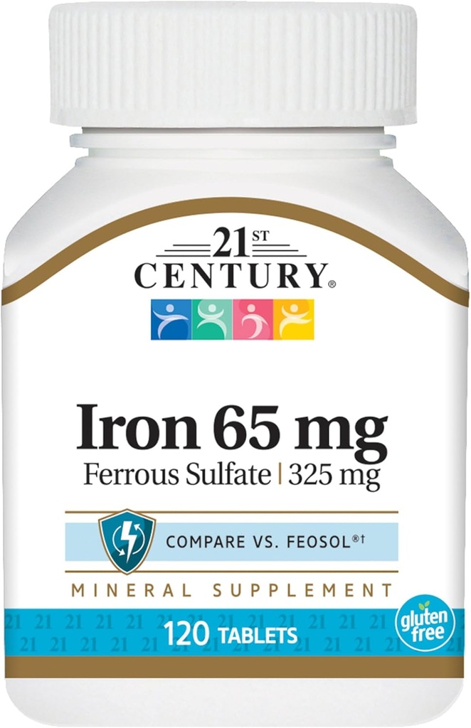 Eisen 65 Mg Eisensulfat 325 Mg Tabletten, 120 Zähler (Pack von 2)