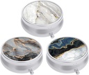 3 Pack Pille Box, Kleine Pille Fall für Geldbeutel & Tasche, niedliche Reise Medizin Organizer, Tragbare Medizin Containerhalter, Vitamine, Medikamente, Fish Oil & Supplement, Abstract Art Marble