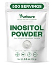Purisure Myo-Inositol Pulver, 250g, Fertilität, Hormonal Balance und Ovarian Unterstützung, reines Inositol Pulver, Myo Inositol Ergänzung zur Unterstützung von Energie und Gehirn Wellness, Vegan, Non-GMO, 500 Portionen