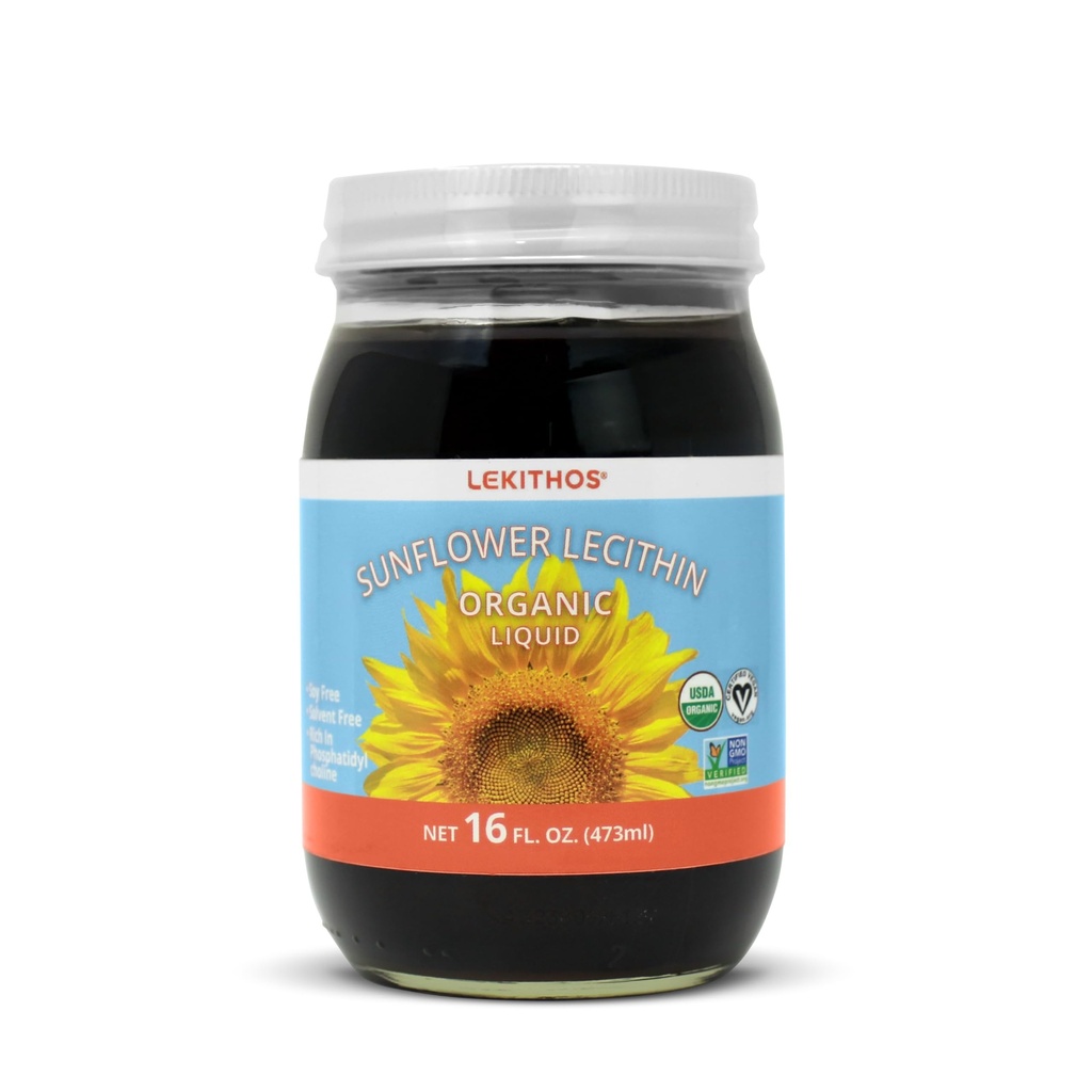Lécithine de tournesol biologique liquide - 16 fl oz - certifié USDA biologique - pressé à froid (sans solvant) - Projet non-OGM vérifié