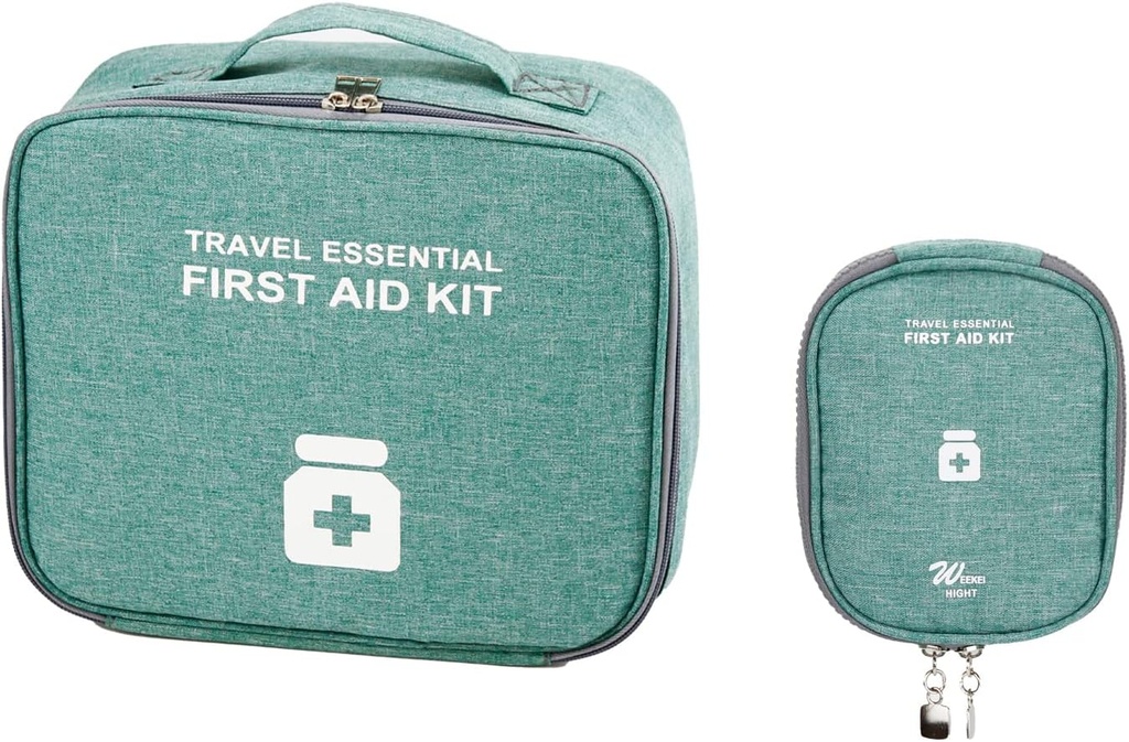 Sacs de premiers soins vides, Sac de médecine de voyage, Sac d'organisateur de fournitures médicales, Kit portable pour voyager, Voiture, Camping, Bureau, Randonnée, Extérieur (Cationic Green)