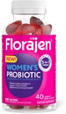 Florajen Women's Probiotic Gummies - Triple-Action Prebiotic + Probiotic + Cranberry für Verdauungs-, Urinary- und Immununterstützung - Fast-Acting - Vegan & Glutenfrei - 40-Count
