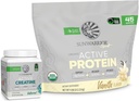 Sunwarrior poudre de protéines organiques actives à base de plantes Vanille aromatisée 45 portions et poudre monohydratée de créatine 60 portions