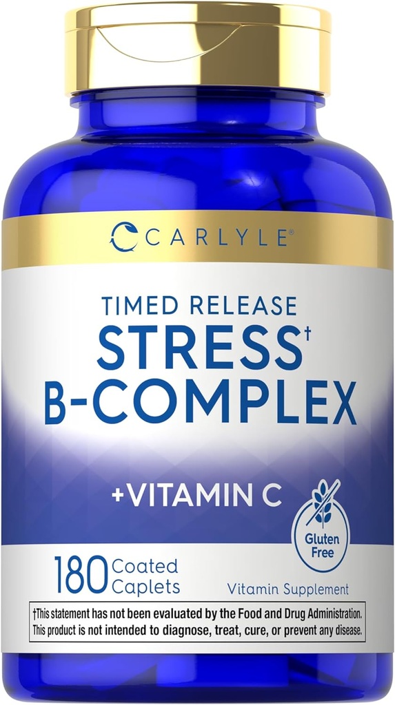 Carlyle Stress B-Komplexes Vitamin | 180 Vegetarische Kapseln | mit Vitamin C | Non-GMO & Gluten Kostenlose Ergänzung
