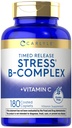 Carlyle Stress B-Komplexes Vitamin | 180 Vegetarische Kapseln | mit Vitamin C | Non-GMO & Gluten Kostenlose Ergänzung