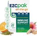 EZC Pak On The Go Immune System Booster mit Echinacea, Vitamin C, Zink, Immununterstützungsergänzung, Immunität Vitamine für Erwachsene, Reisefreundliche Verpackung, Vegetarisch, Glutenfrei
