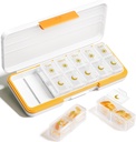 AM PM Pill Organizer 2 Mal A Day, 7 Tage Pille Box Wöchentliche Pille Organizer Reisen mit separaten Container, tragbaren Tagesmedizin Planner Dispenser Fall für Vitamin, Fischöle, Beilagen(Beige)