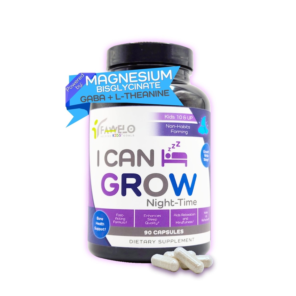 I Can Grow NightTime Kinder Vitamine Multivitamin Schlafhilfe | Magnesium für Kinder mit Magnesium Bisglycinat | Natürliche Kalk & Erholung | magnesio | Vitaminas para Niños con Glicinato de Magnesio