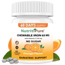 Fer à croquer 65 mg avec vitamine C 270 mg (pour les femmes/hommes) 60 jours d'approvisionnement