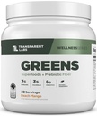 Transparent Labs Prebiotic Greens - Superfood Powder & Antioxidants Supplement mit Bio Spirulina, Chloerra, Acacia, & Green Banana Powder - 30 Servierungen, Peach Mango