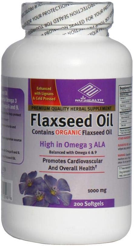 Bio-Fluckenöl 1000 mg 200 Zähler hoch in Omega 3 ALA