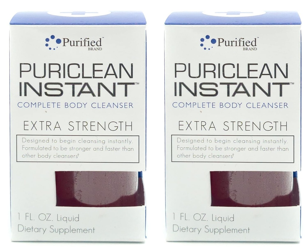 Wellgenix Puriclean Instant Complete Body Cleanser, 1 Fl Oz Fruit Punch, Premium Extra Strength Herbal Cleanse Detox Drink, One Hour Detox Support Supplement (2 Pack)