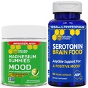 NATURAL STACKS Mood Magnesium Citrate Gummis + Serotonin Brain Food Bundle - Positiver Mood & Stress Support - 90 Stück