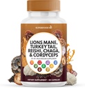 Lions Mane Mushroom Supplement mit Türkei Tail Reishi Cordyceps Chaga mit Marshmallow Root - 60 Count
