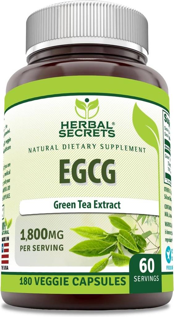 Herbal Secrets EGCG Green Tea Extract 1800 Mg pro Servieren | Veggie Kapseln Ergänzung | Non-GMO | Gluten Free | Made in USA (1 Pack, 180 Count)