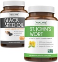 Black Seed Oil & St. John's Wort (3-Monats-Versorgung) Harmony Essence Bundle of Black Seed Oil (180 Kapseln) Cold-Pressed Nigella Sativa & St. John's Wort (180 Kapseln) mit Powerful 900mcg Hypericin
