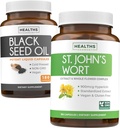 Black Seed Oil & St. John's Wort (3-Monats-Versorgung) Harmony Essence Bundle of Black Seed Oil (180 Kapseln) Cold-Pressed Nigella Sativa & St. John's Wort (180 Kapseln) mit Powerful 900mcg Hypericin