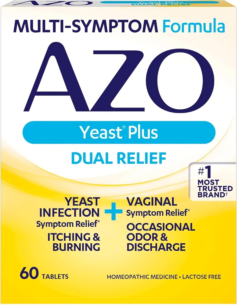 AZO Yeast Plus Dual Relief Tablets, Hefe Infektion und Vaginal Symptom Relief, glaubt Vaginal Itching & Burning, 60 Count