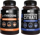 PURE ORIGINAL INGREDIENTS L-Tyrosin und Magnesium Citrat Bundle, 365 Kapseln jeder, Immer rein, Lab Verifiziert