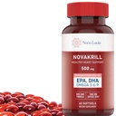 Supplément NovaKrill Krill Oil Omega 3 – 1000mg Softgels avec EPA, DHA, Astaxanthin – Pas d'arrière-goût de poisson – Facile à avaler Huile de krill antarctique – 60 Capsules liquides
