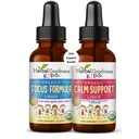 Herbal Papaya Kids Focus and Attention Supplement 1oz and Kids Calm Support 1oz Bundle. Organic and Naturally Support Focus and Calmness in Kids