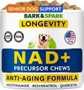 BARK&SPARK NAD+ for Dogs - Advanced Longevity Formula for Healthy Aging - Resveratrol, Quercetin & Nicotinamide - NMN Alternative for Senior Dog Vitality & Brain Health - Peanut Butter - 90 Ct