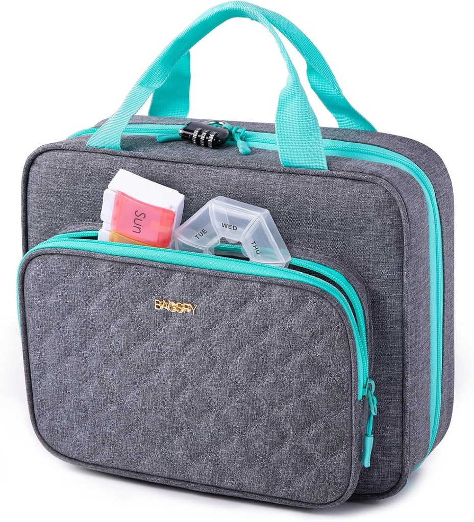 BAGSFY Medizin Tasche für Reisen, Pill Bottle Organizer Lagerung, Große medizinische Reisetasche, Pillen Box für Vitamin, Erste Hilfe Kit Taschen Leer. (Kommt mit Wöchentlich Pill Organizer)