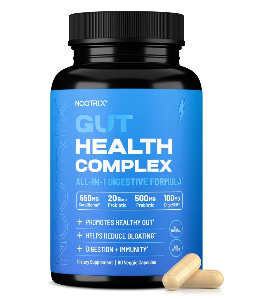 Nootrix Gut Protect and Restore Supplement | Probiotics for Gut Health, Colon Cleanse & Bloating Relief | Fördert gesunde Verdauung | Verdauungsenzyme, Postbiotics & Prebiotics | 90 Kapseln