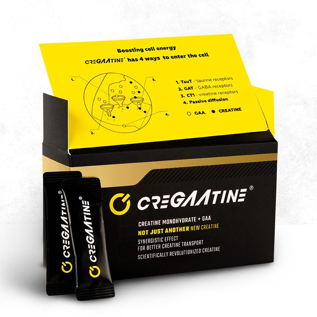 Micronized Creatine Monohydrate + GAA (Augmenter la force, Pas de rétention d'eau) Boosts Memory & Focus (Matériel mono-serveur) 60 sachets, 30 portions