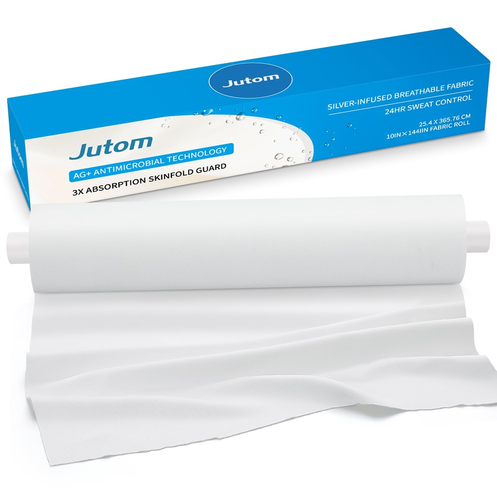 Jutom 10"x144" Antimicrobial Silver Fold Textile Roll Medical Grade Absorbent Pads for Skin Intertrigo, Pressure Ulcer & Moisture Management Sterile, Non-Chafing for Adults Elderly